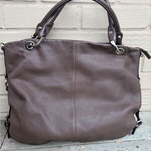 Large Genuine Leather Tote Bag – Dark Brown – Excellent Condition